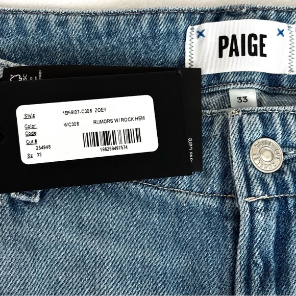 PAIGE VINTAGE Zoey Rumors with Rock Hem Ankle Wide Leg Jeans--NWT--33 - Picture 5 of 15